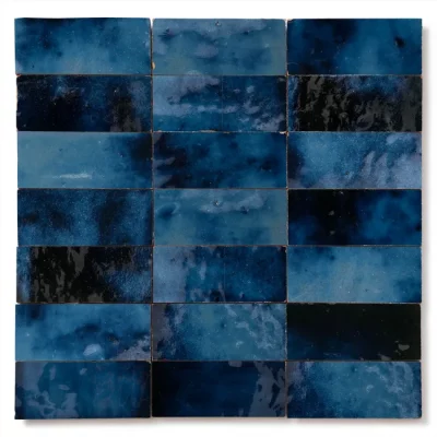 Zellige Marocain Artisanal Véritable - Bleu Magique 4,2x10 cm - Carrelage mur - RO'MA Nature